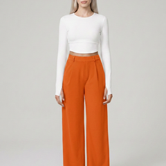 Orange CHARMIE high-waist straight-leg pants