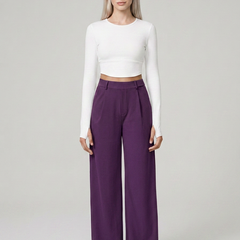 Purple CHARMIE high-waist straight-leg pants