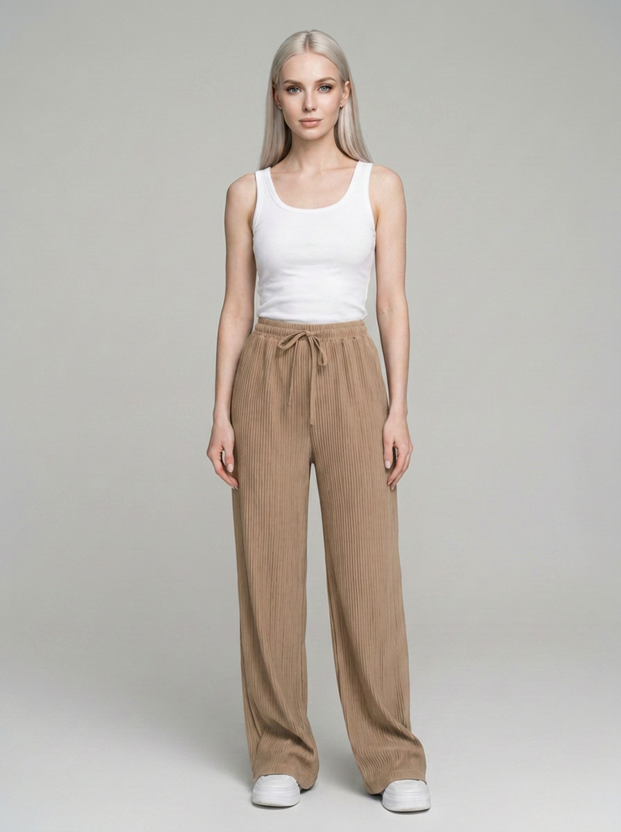Beige ZABBY wide-leg pants