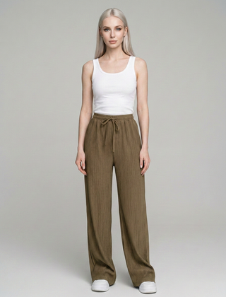 Khaki ZABBY wide-leg pants