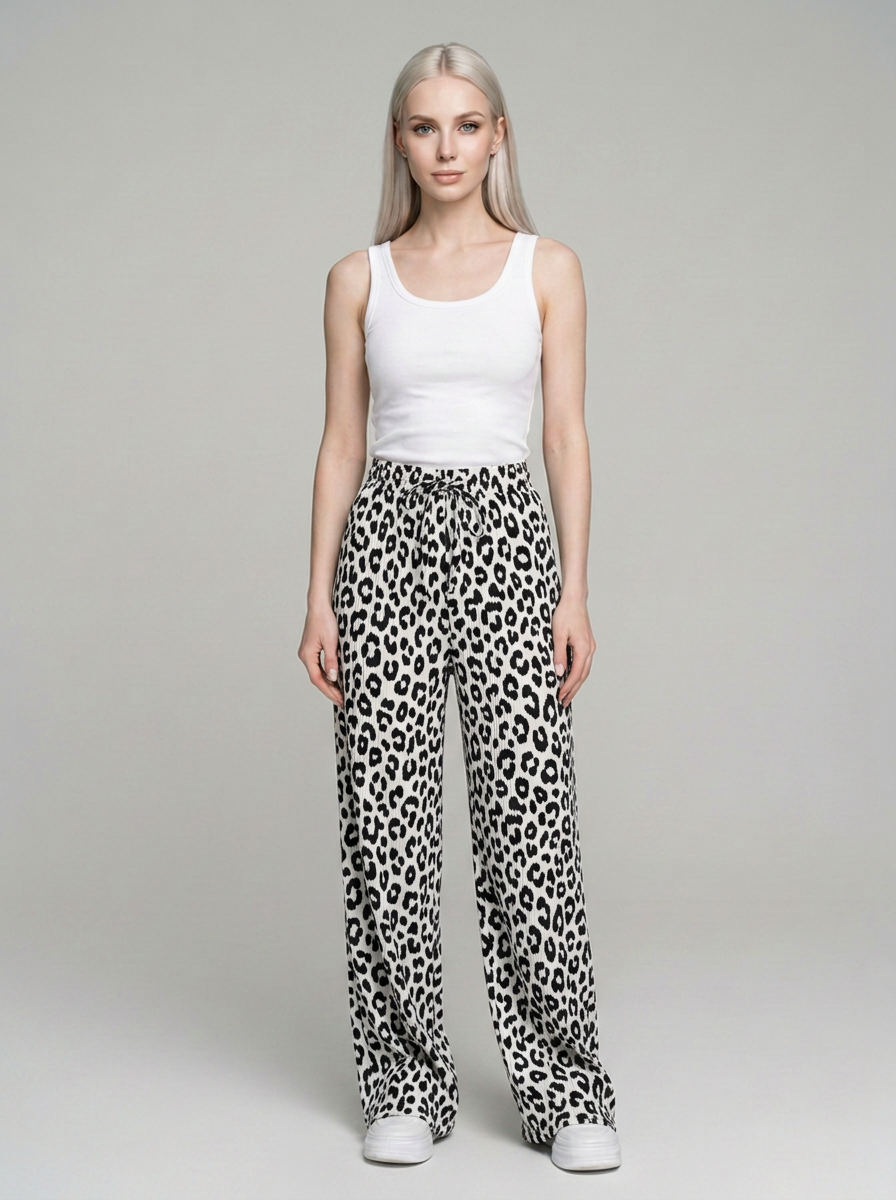 Black and White ZABBY wide-leg pants