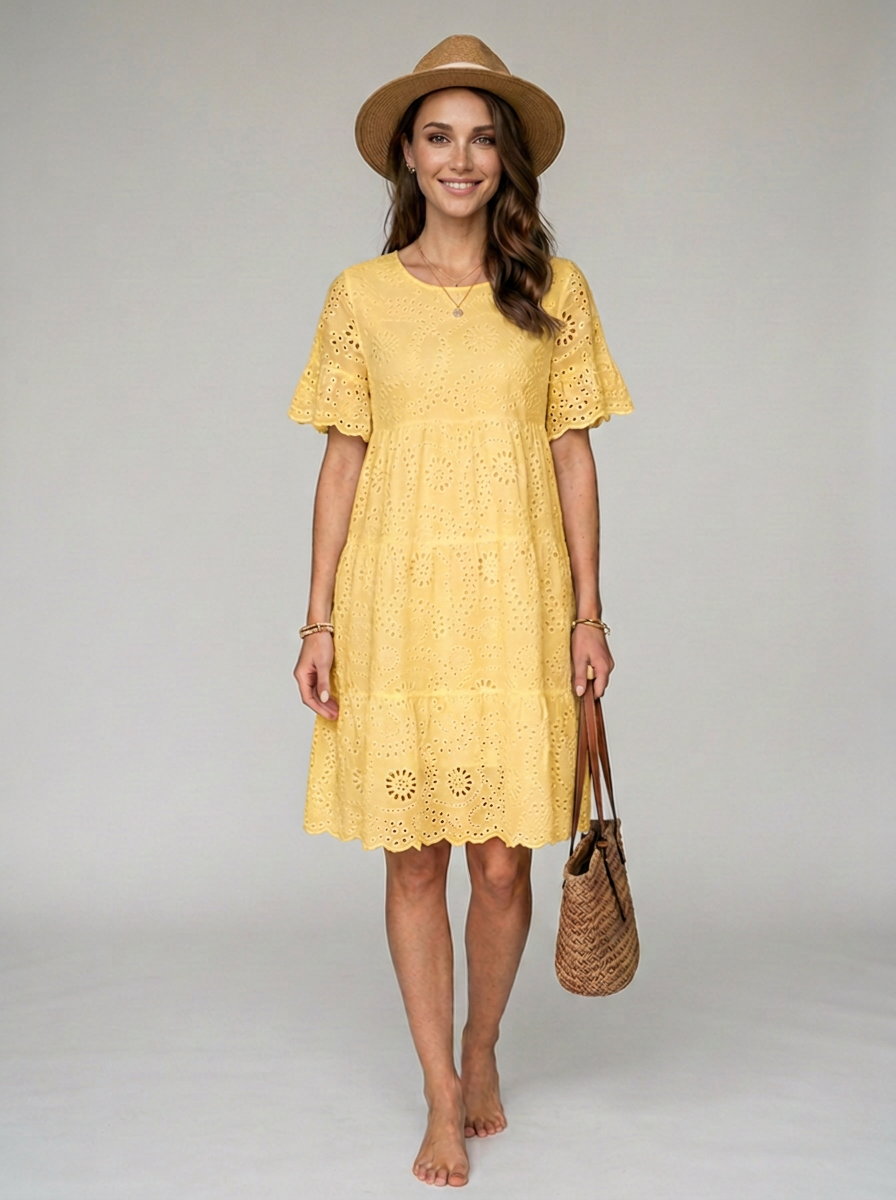 SOLAIRE boho summer dress in yellow