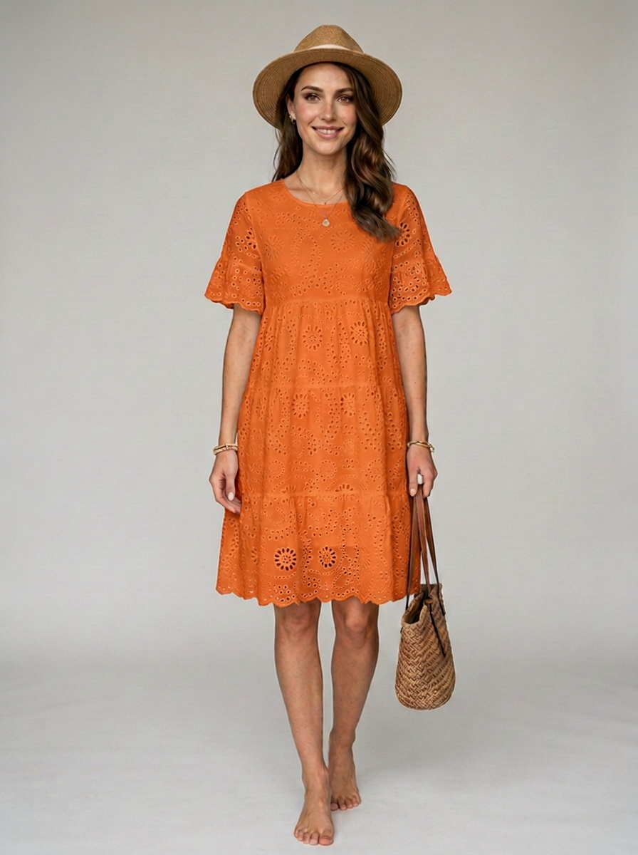 SOLAIRE boho summer dress in orange