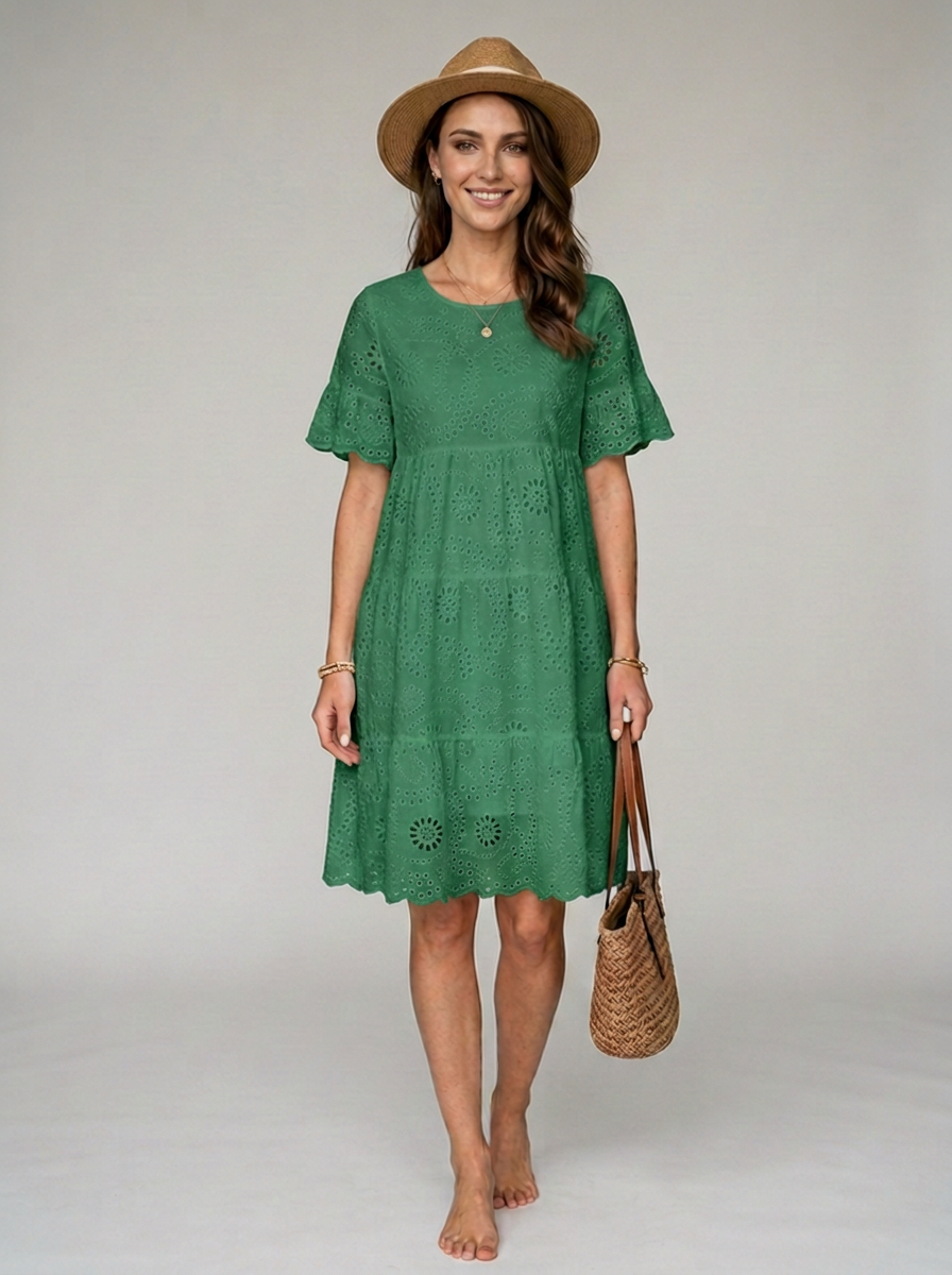 SOLAIRE boho summer dress in green