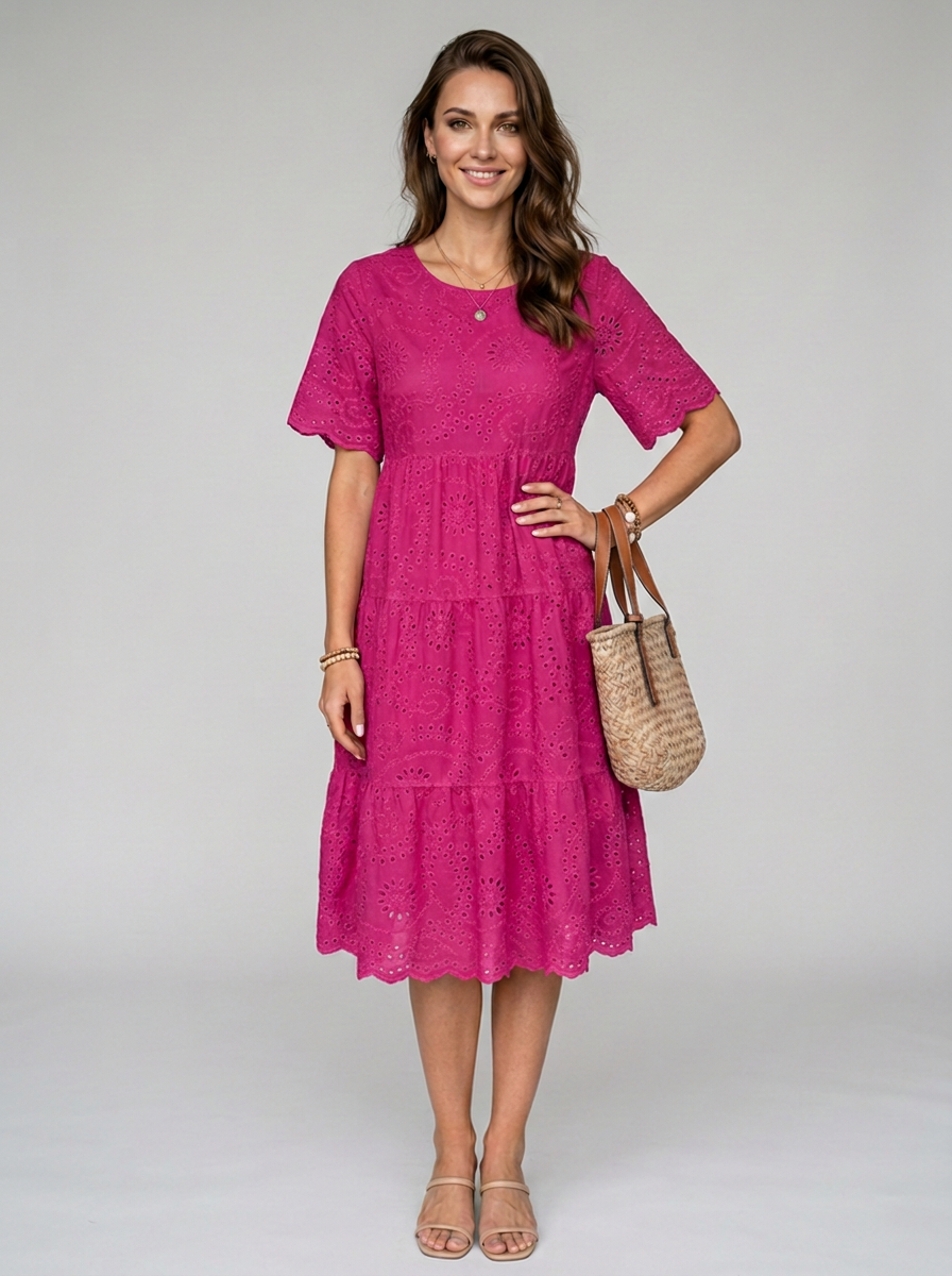 SOLAIRE boho summer dress in rose red