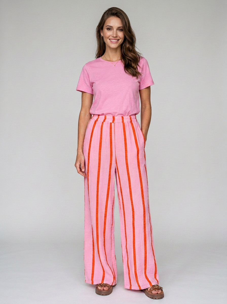 Pink CHARO striped wide-leg lounge trousers