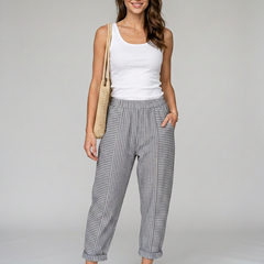 Grey GABRIELLA striped trousers