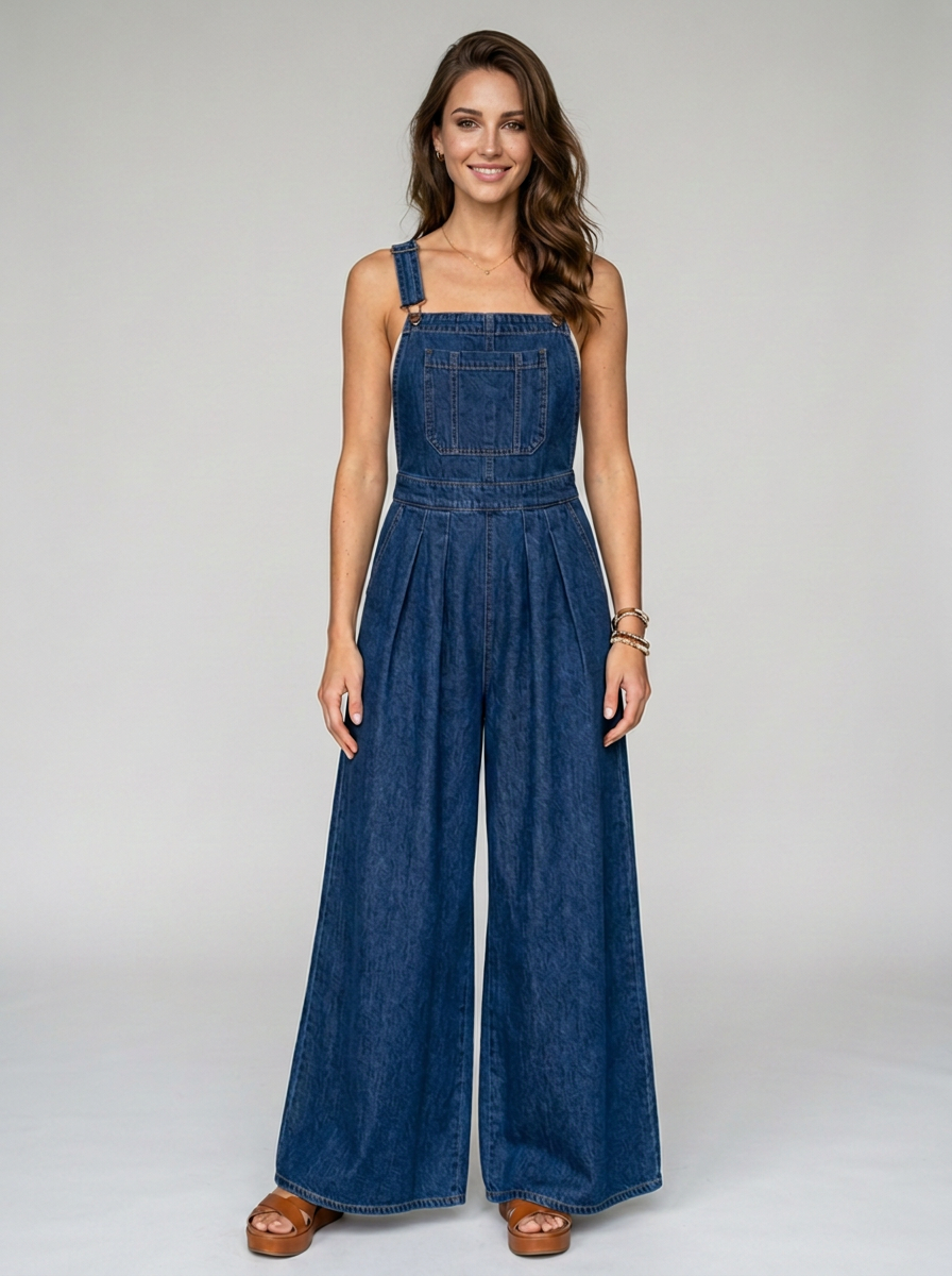 URA vintage wide leg jumpsuit in dark blue