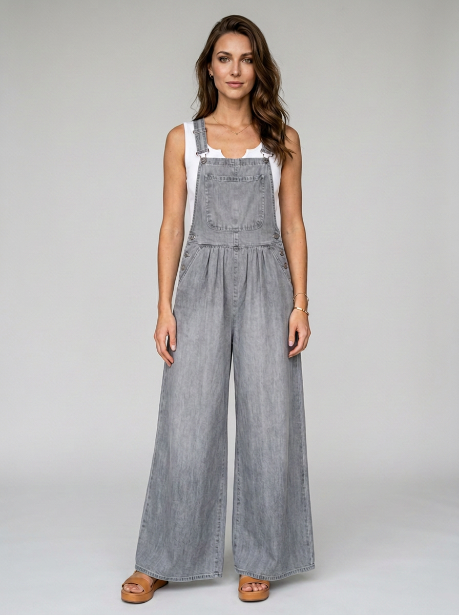URA vintage wide leg jumpsuit in gray