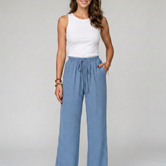 Light Blue NIKU wide-leg drawstring pants
