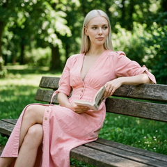 MELY - Elegant V-Neck Midi Dress - Lifestyle - Park