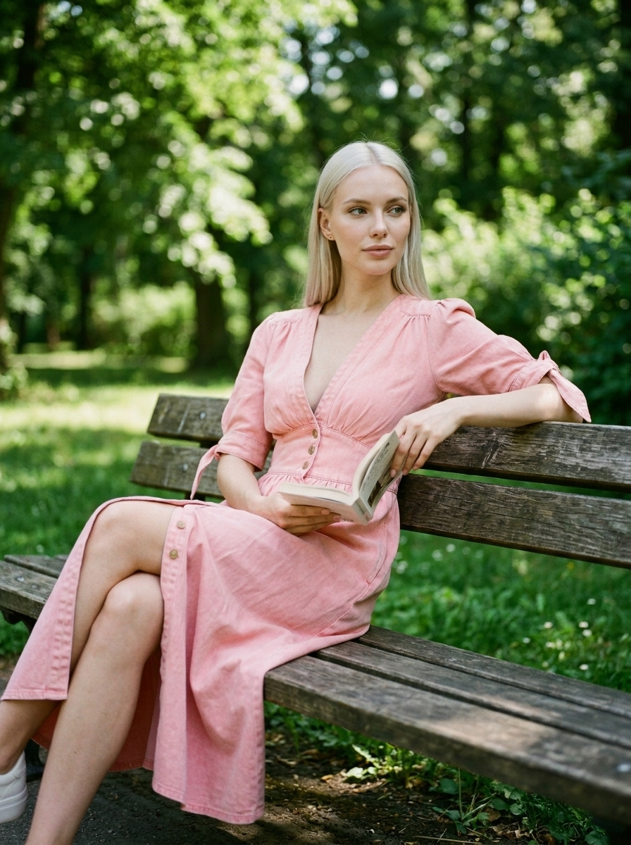 MELY - Elegant V-Neck Midi Dress - Lifestyle - Park