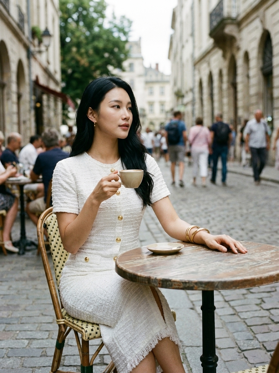 ALYA - Elegant Crew Neck Formal Midi Dress - Lifestyle - Cafe