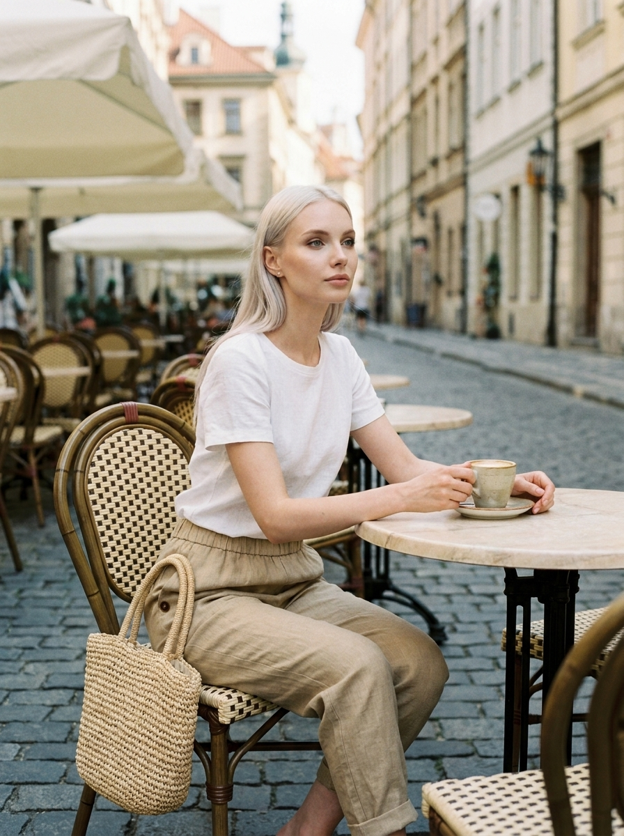ROMINA Timeless Linen-Cotton Trousers - Lifestyle - Cafe