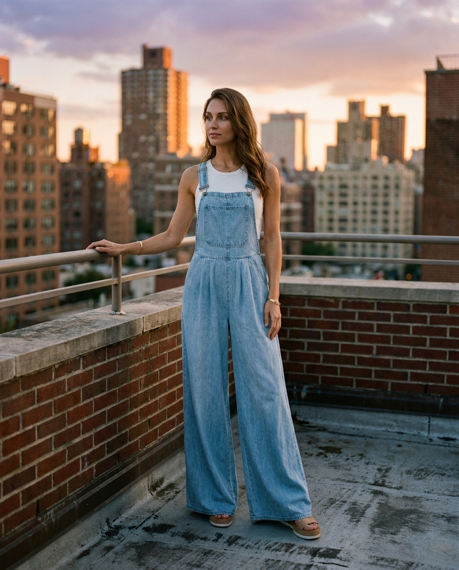 URA - Vintage Wide Leg Fashion Jumpsuit