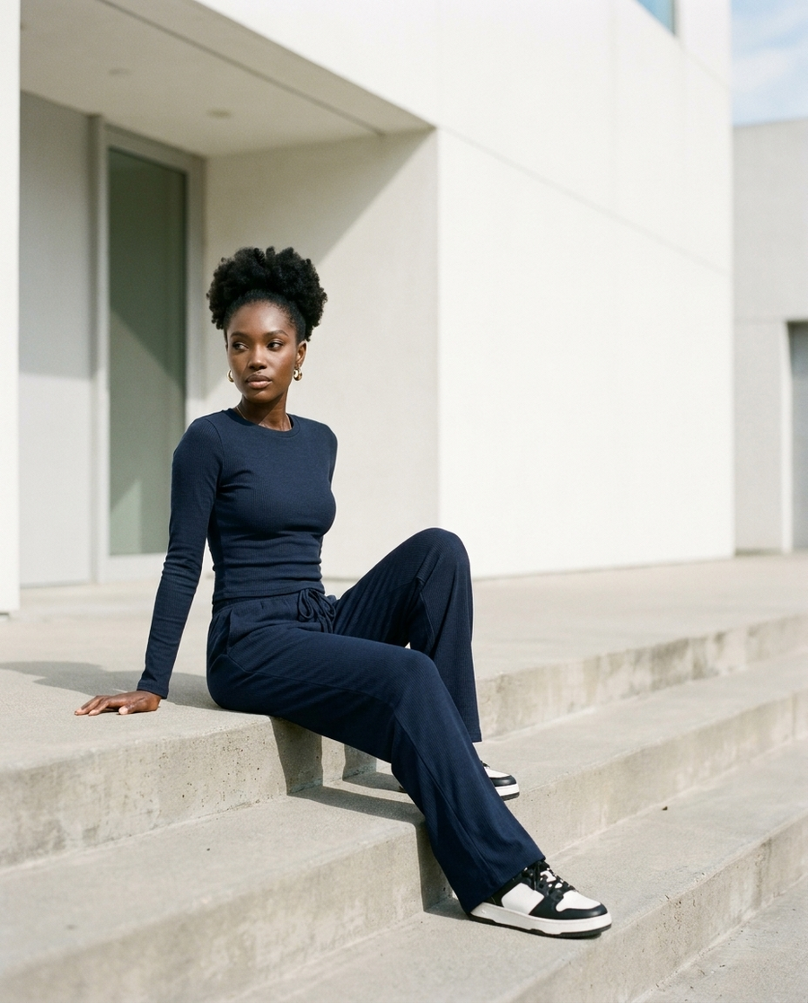 CASIDY - Casual Long Sleeve Top and Wide Pants Set