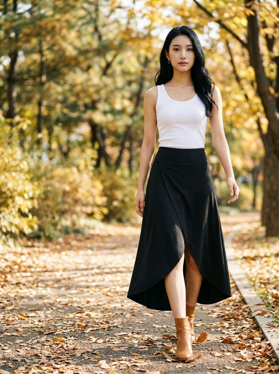 AMELIE - Elegant Asymmetric Midi Skirt