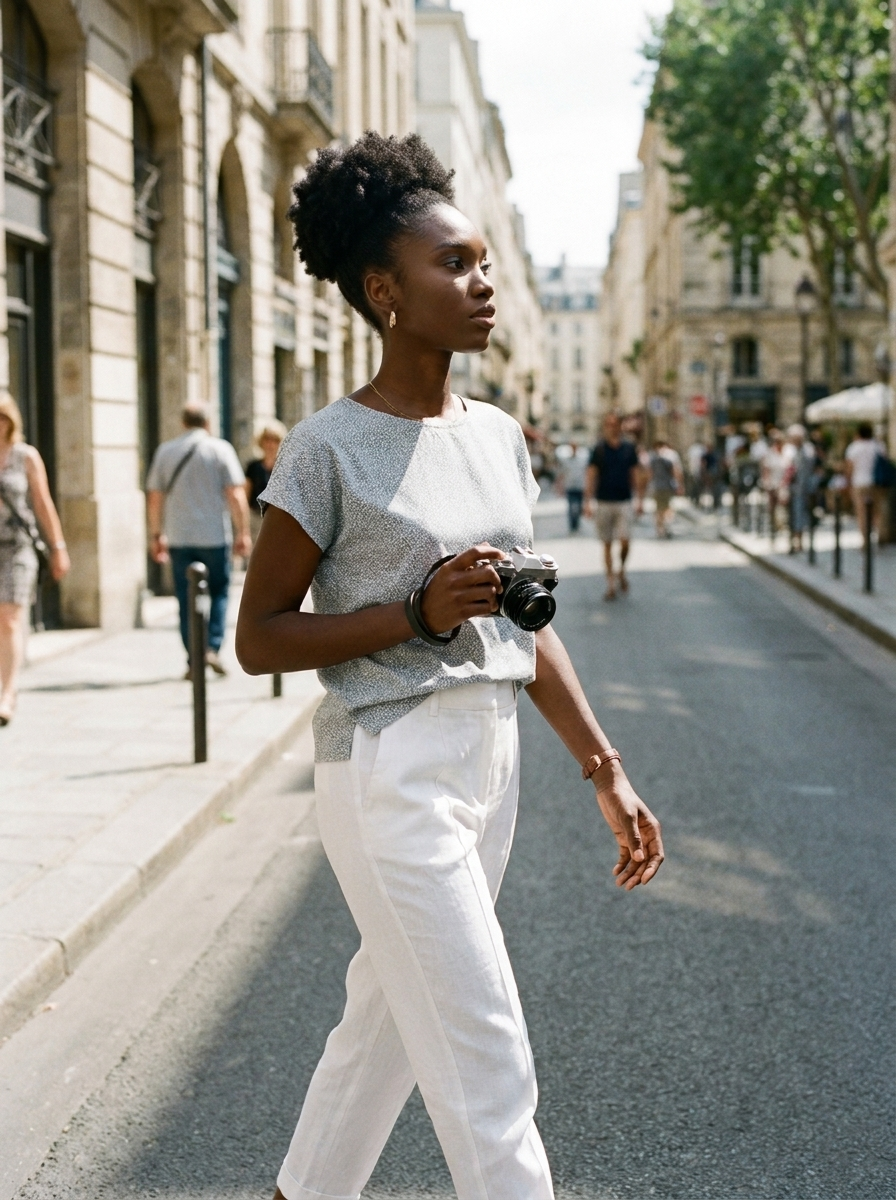 AURELIA | Effortless Casual Trousers - White - Lifestyle photo