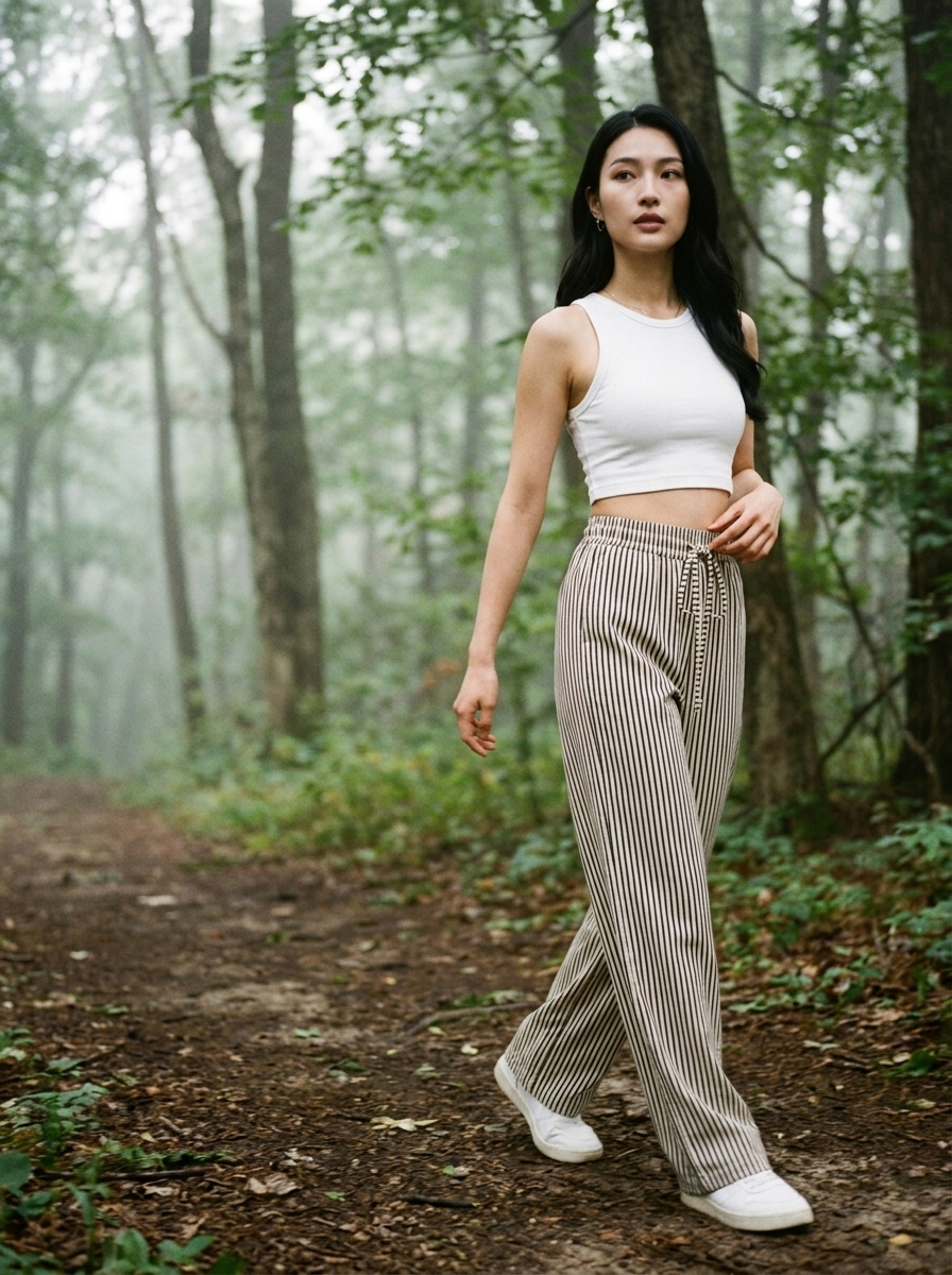 TAITE - Simple Summer Striped Relaxed Fit Buttom