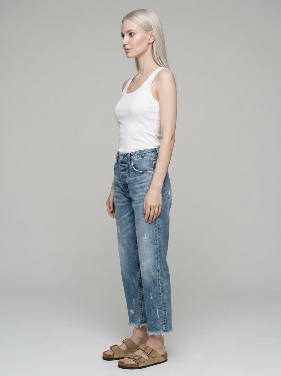 ANASTASIA Retro Straight Leg Jeans in Vintage Blue