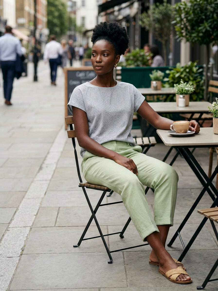 AURELIA | Effortless Casual Trousers - Light Green - Lifestyle photo
