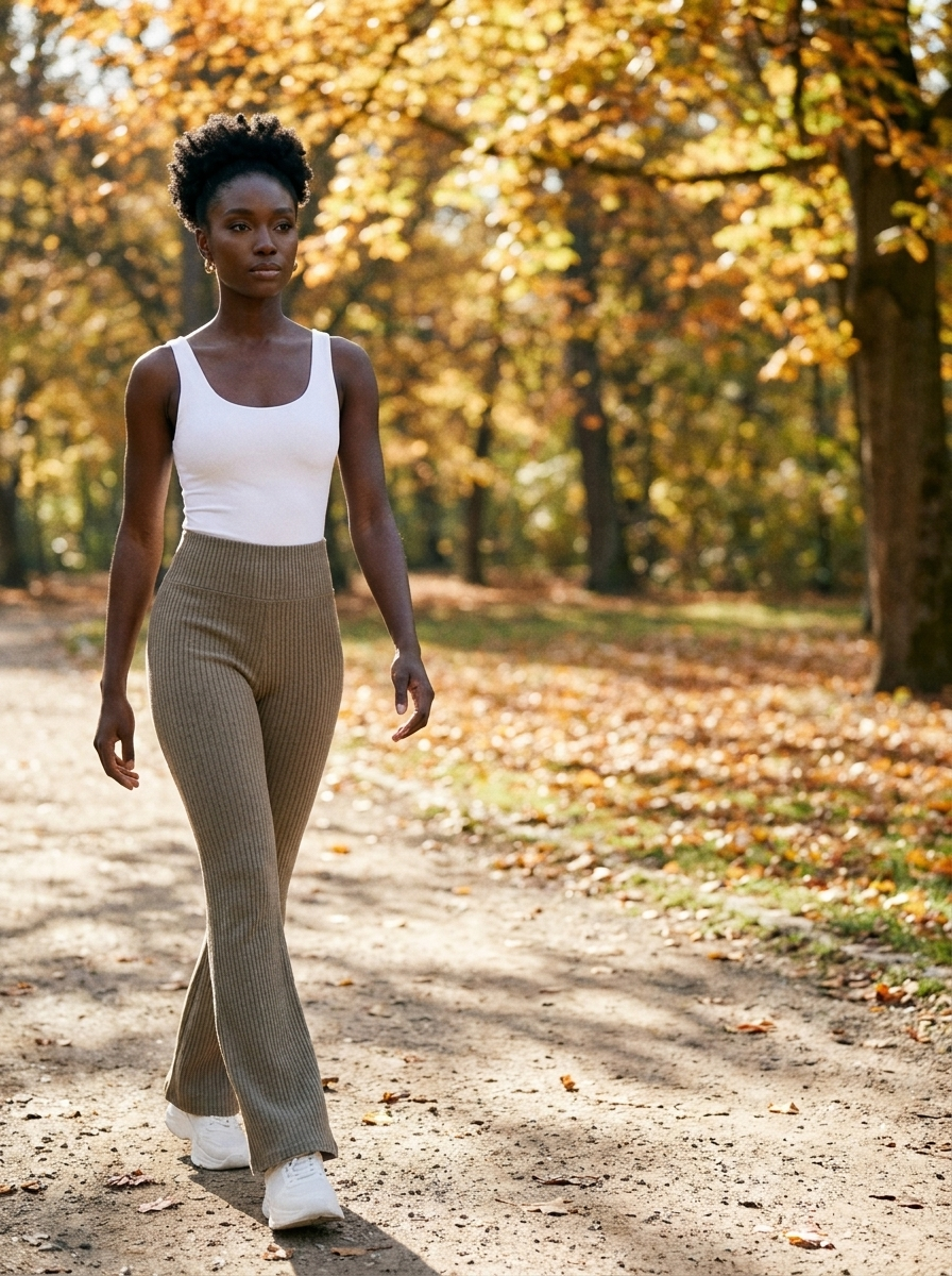 PILA - Cozy High Waist Flare Skinny Yoga Pants - Khaki - Lifestyle photo