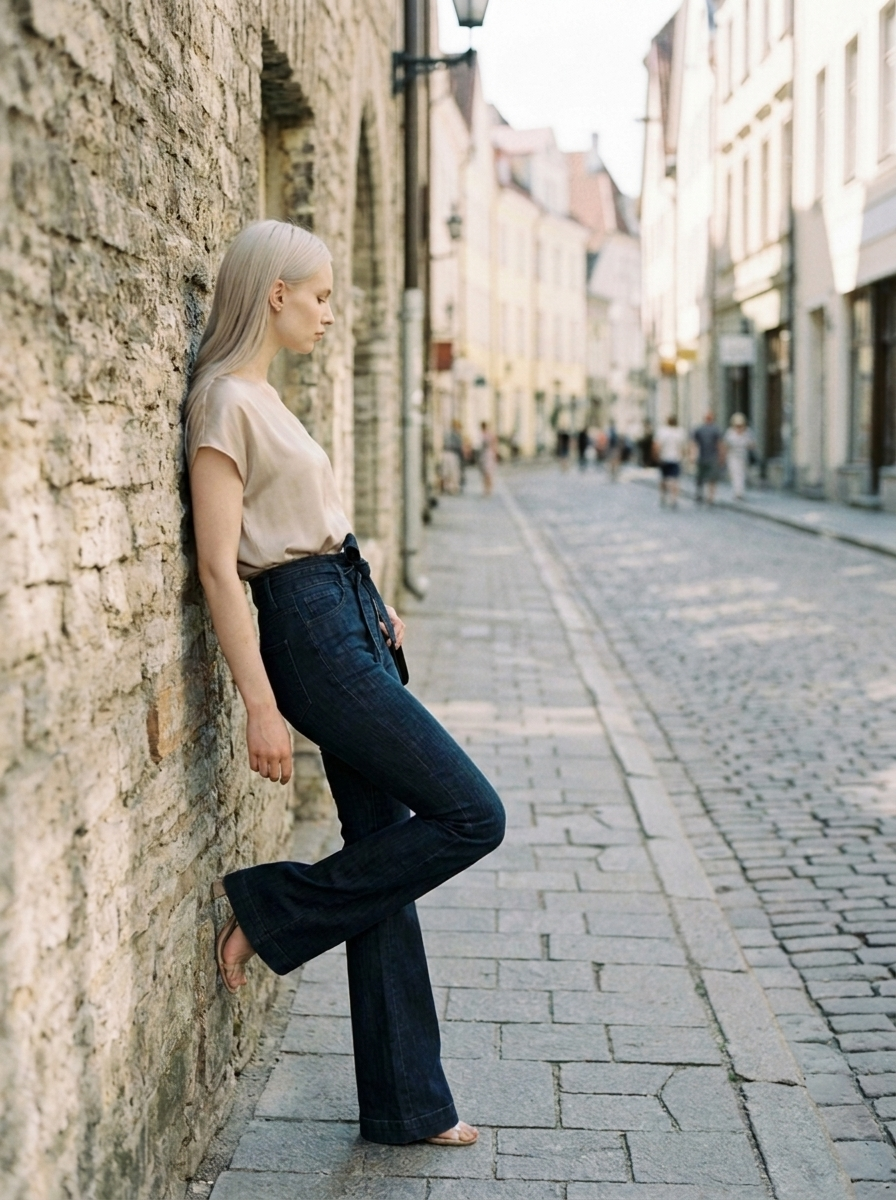 KYRA – Vintage Wide Leg Tie-Waist Flared Pants